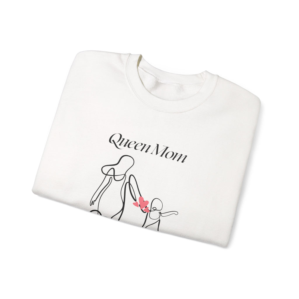 Queen Mom Crewneck Sweatshirt — Minimal Mother & Child Line Art Pullover