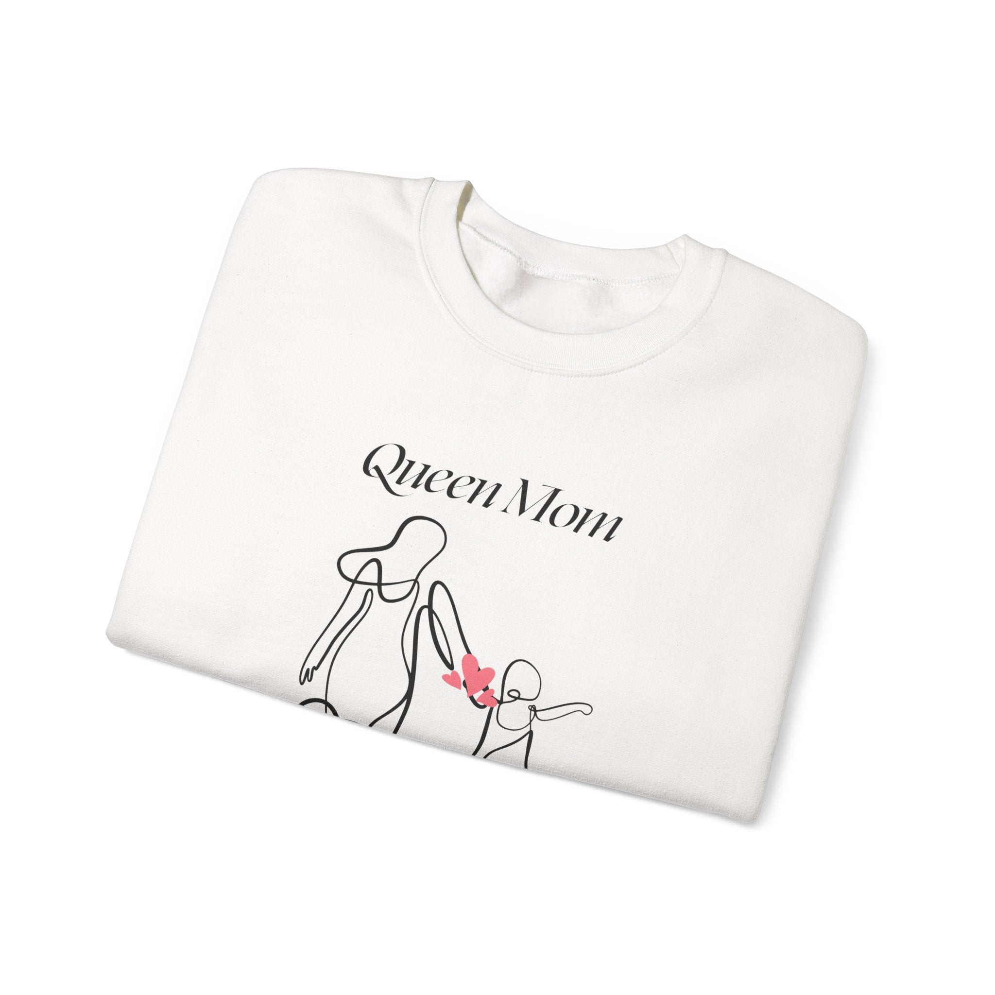 Queen Mom Crewneck Sweatshirt — Minimal Mother & Child Line Art Pullover