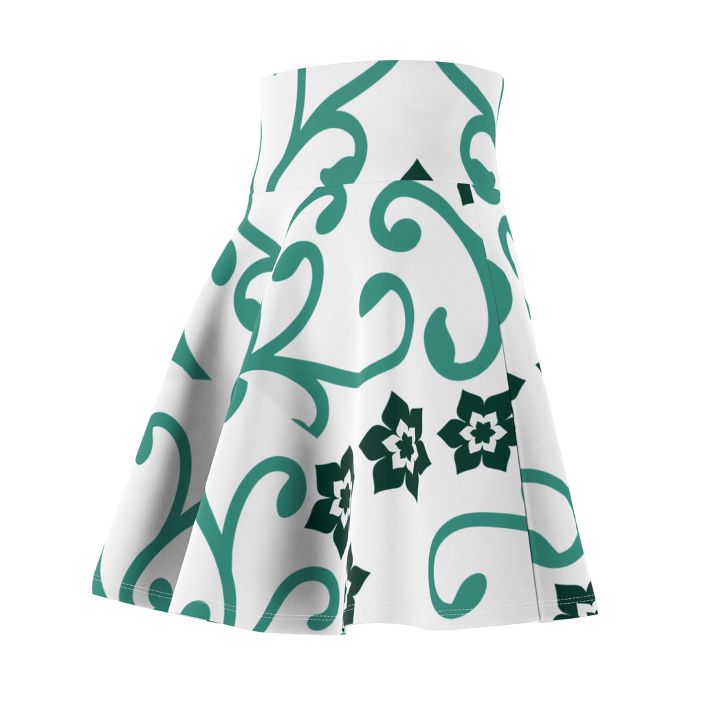 Floral Vine Skater Skirt — Teal Garden Pattern