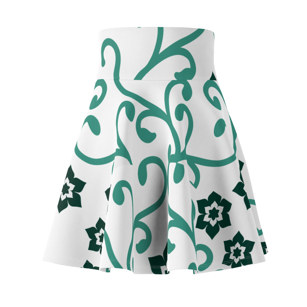 Floral Vine Skater Skirt — Teal Garden Pattern