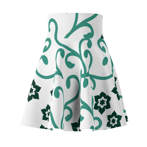 Floral Vine Skater Skirt — Teal Garden Pattern