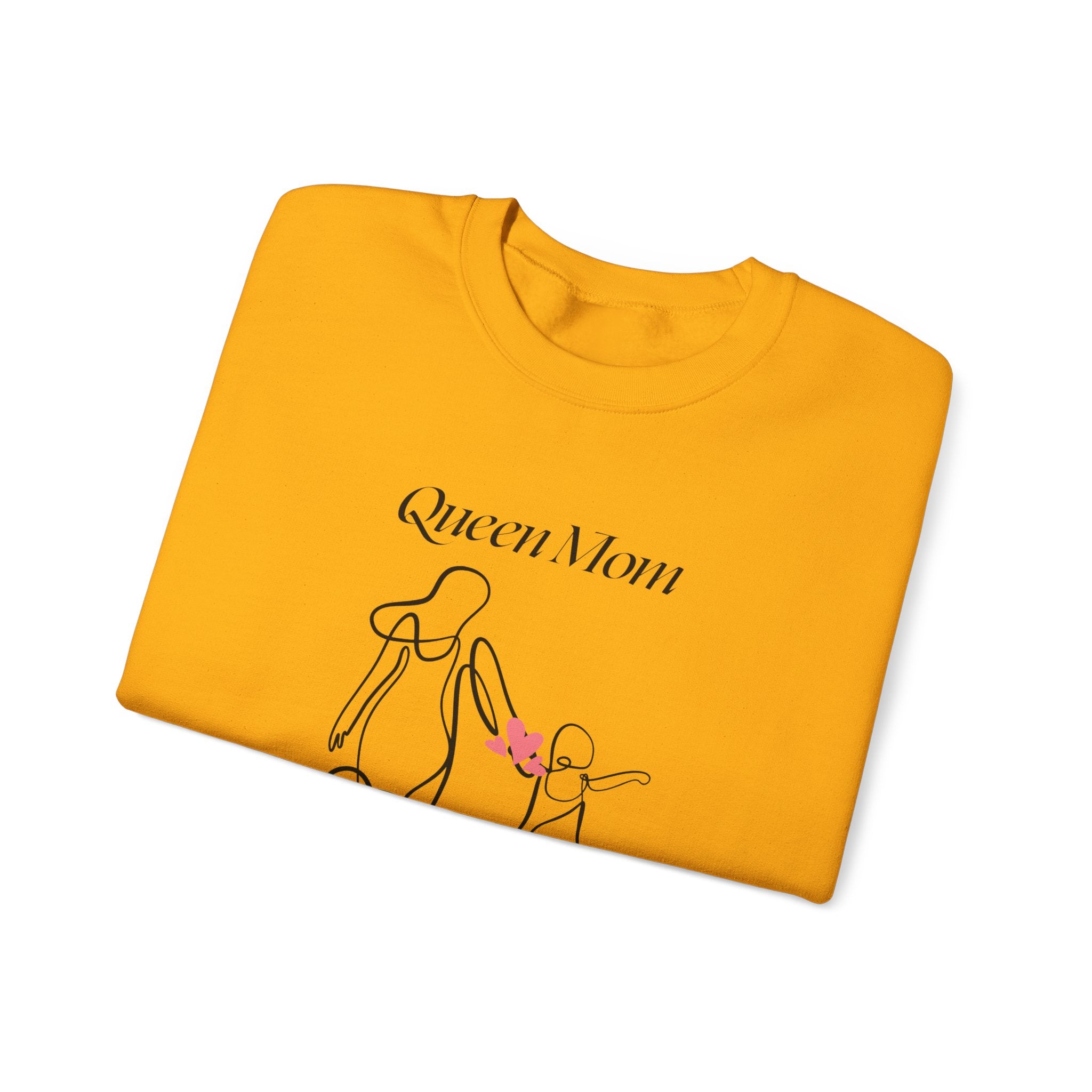 Queen Mom Crewneck Sweatshirt — Minimal Mother & Child Line Art Pullover