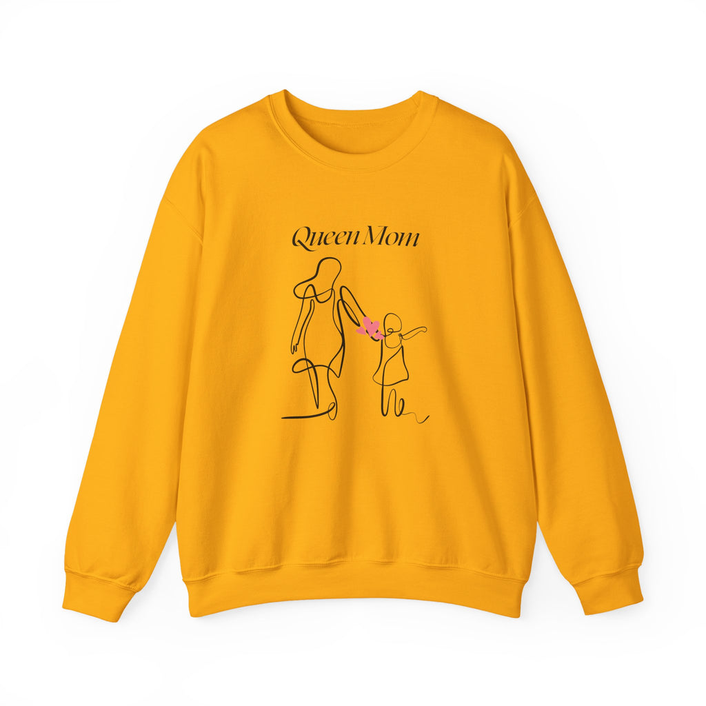 Queen Mom Crewneck Sweatshirt — Minimal Mother & Child Line Art Pullover