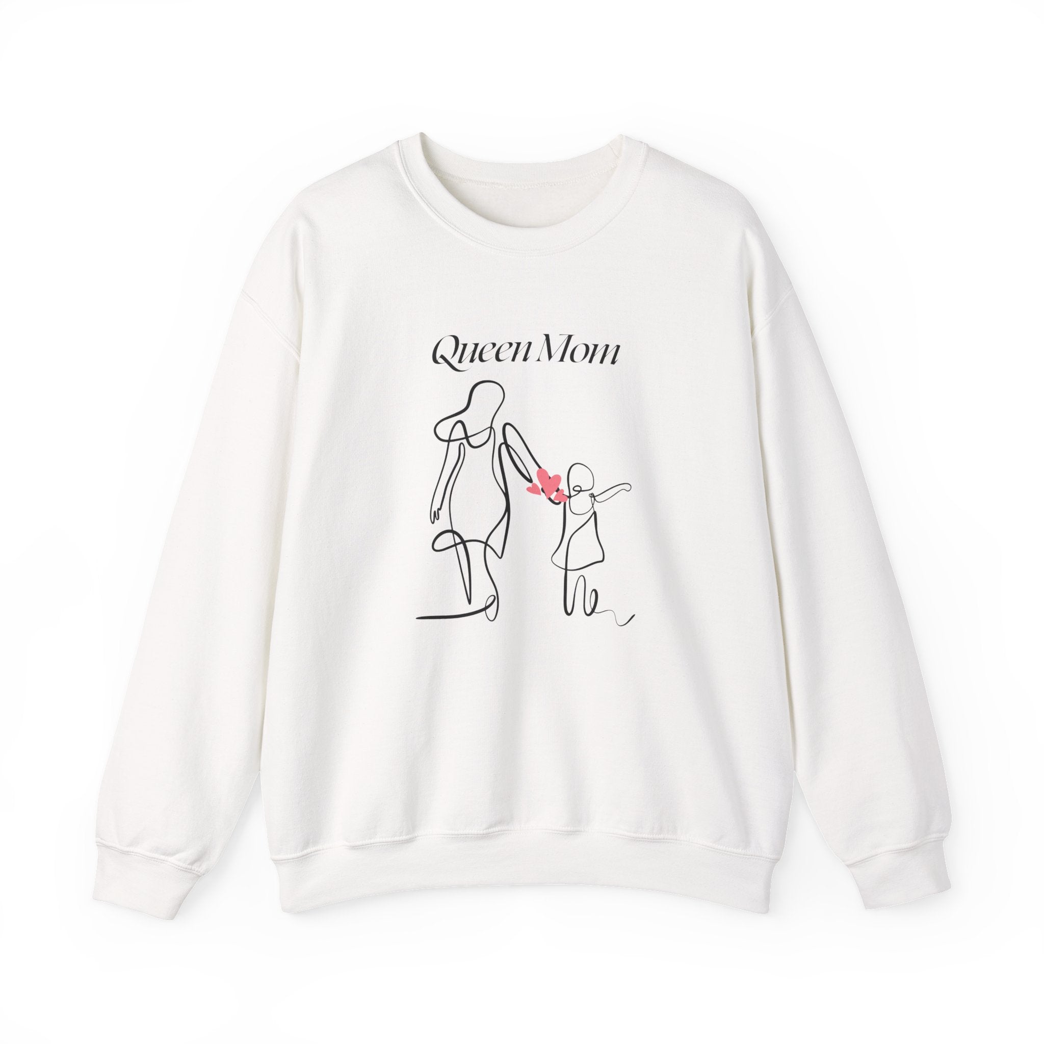 Queen Mom Crewneck Sweatshirt — Minimal Mother & Child Line Art Pullover