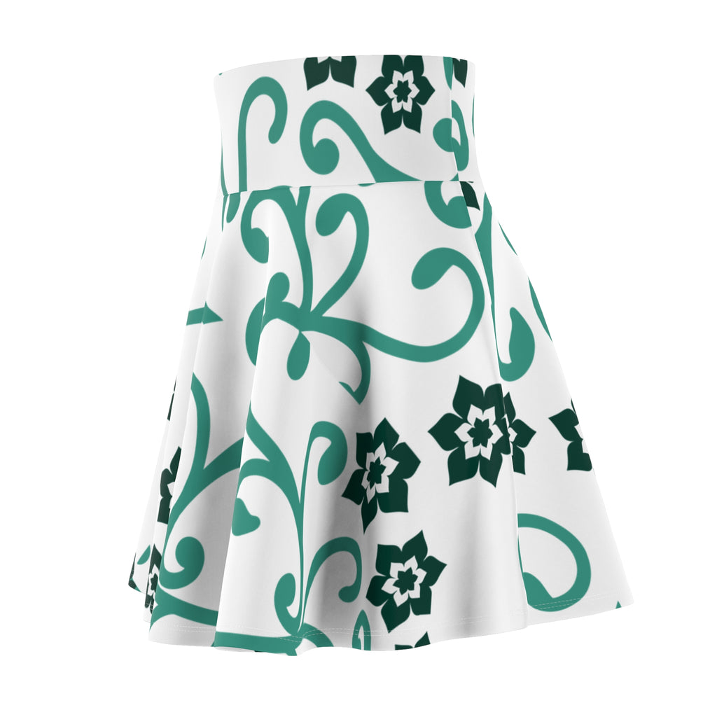Floral Vine Skater Skirt — Teal Garden Pattern