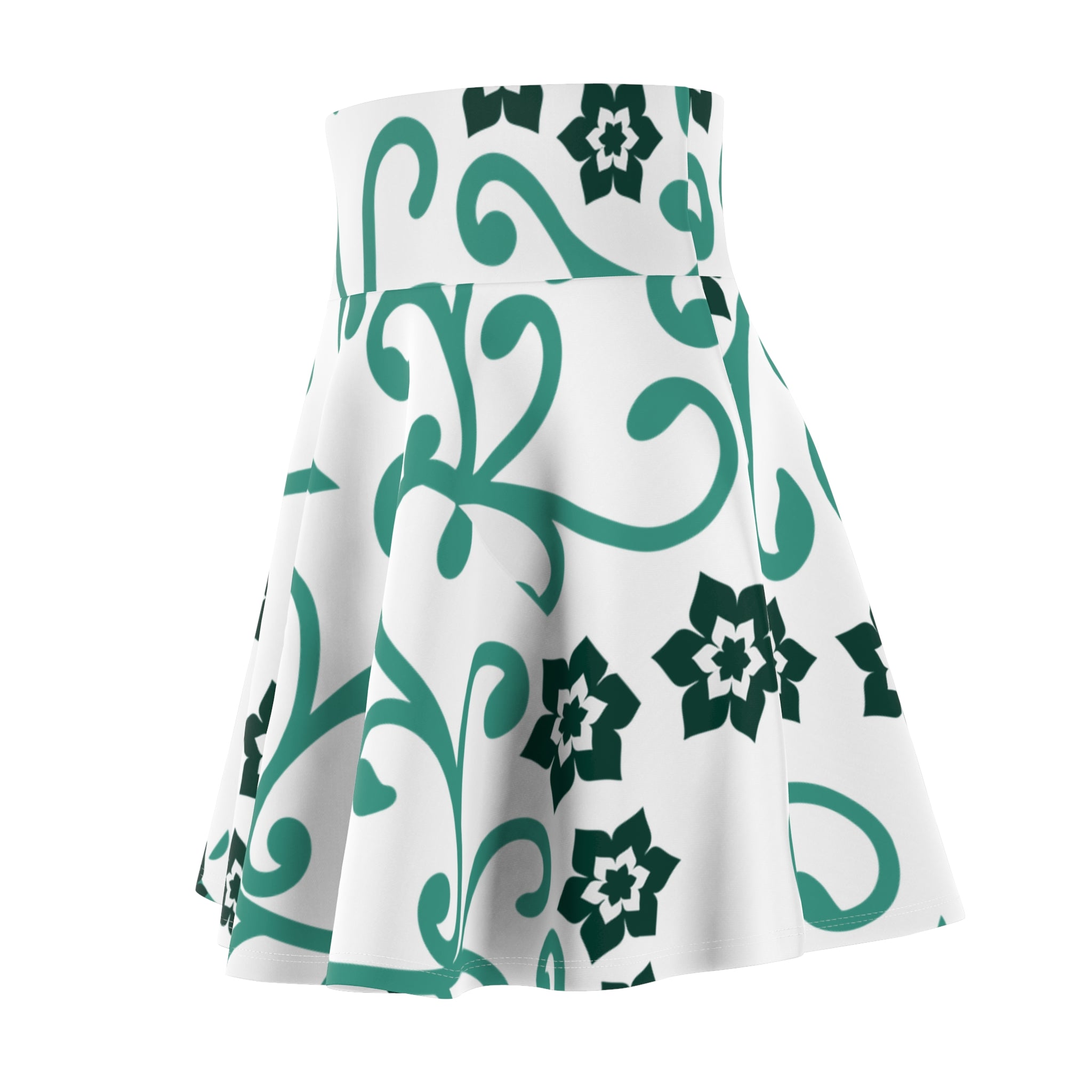 Floral Vine Skater Skirt — Teal Garden Pattern