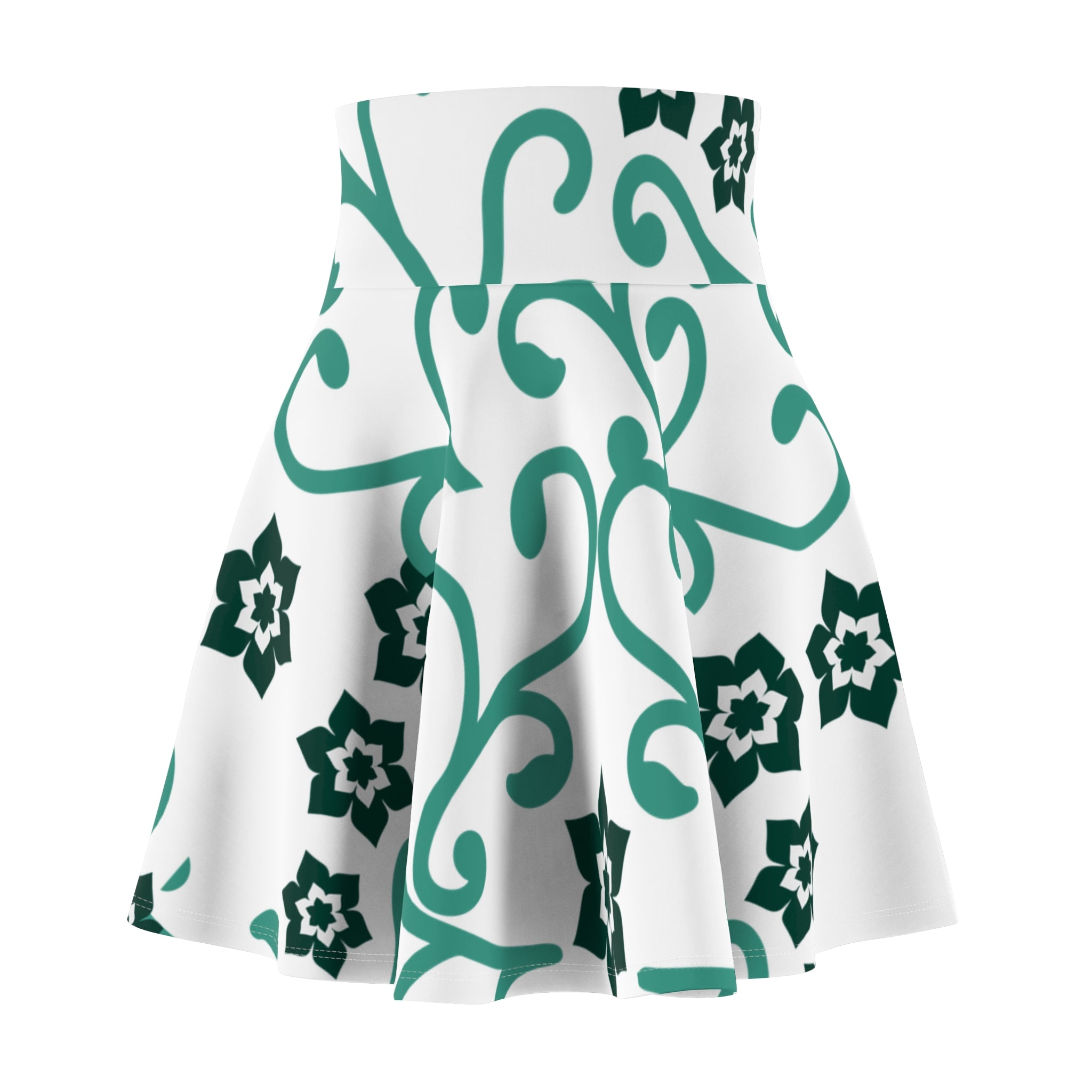 Floral Vine Skater Skirt — Teal Garden Pattern